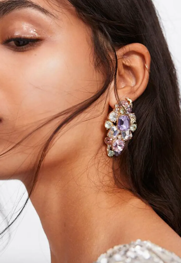 Cynthia - Chunky Rhinestone Statement Earrings