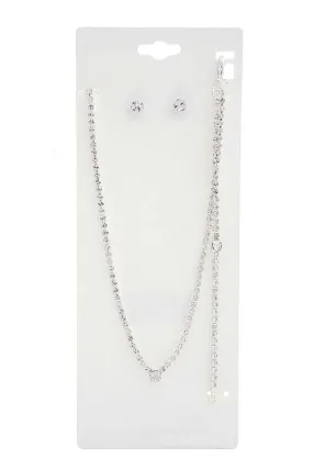 Dainty Rhinestone Bracelet Necklace Set