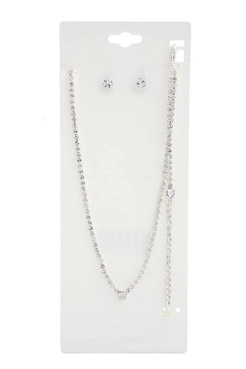 Dainty Rhinestone Bracelet Necklace Set