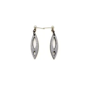 Dangle Stud Earrings [s2] // Leather - Silver