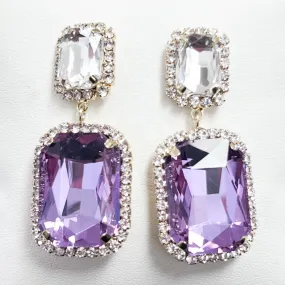 Destiny - Rhinestone Statement Earrings (Purple)