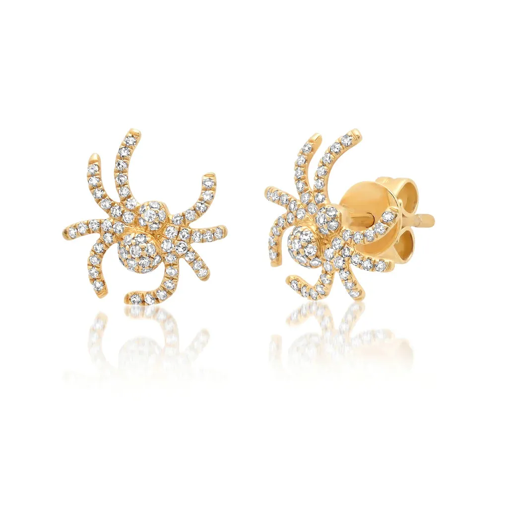DIAMOND SMALL SPIDER STUD EARRINGS