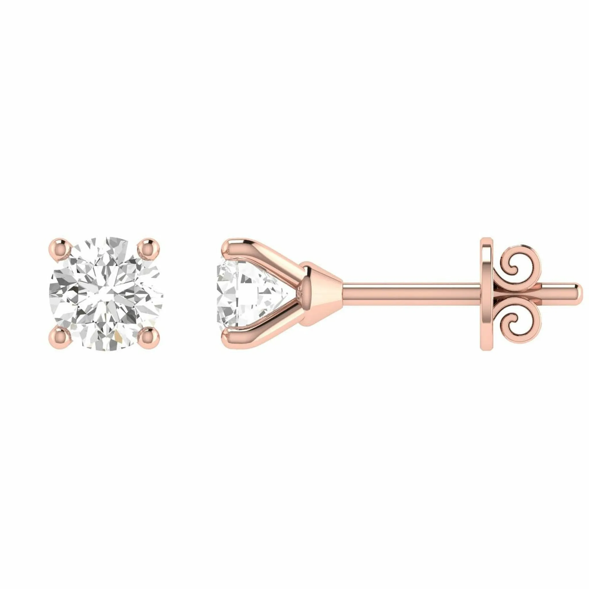 Diamond Stud Earrings With 0.08ct Diamonds In 9K Rose Gold