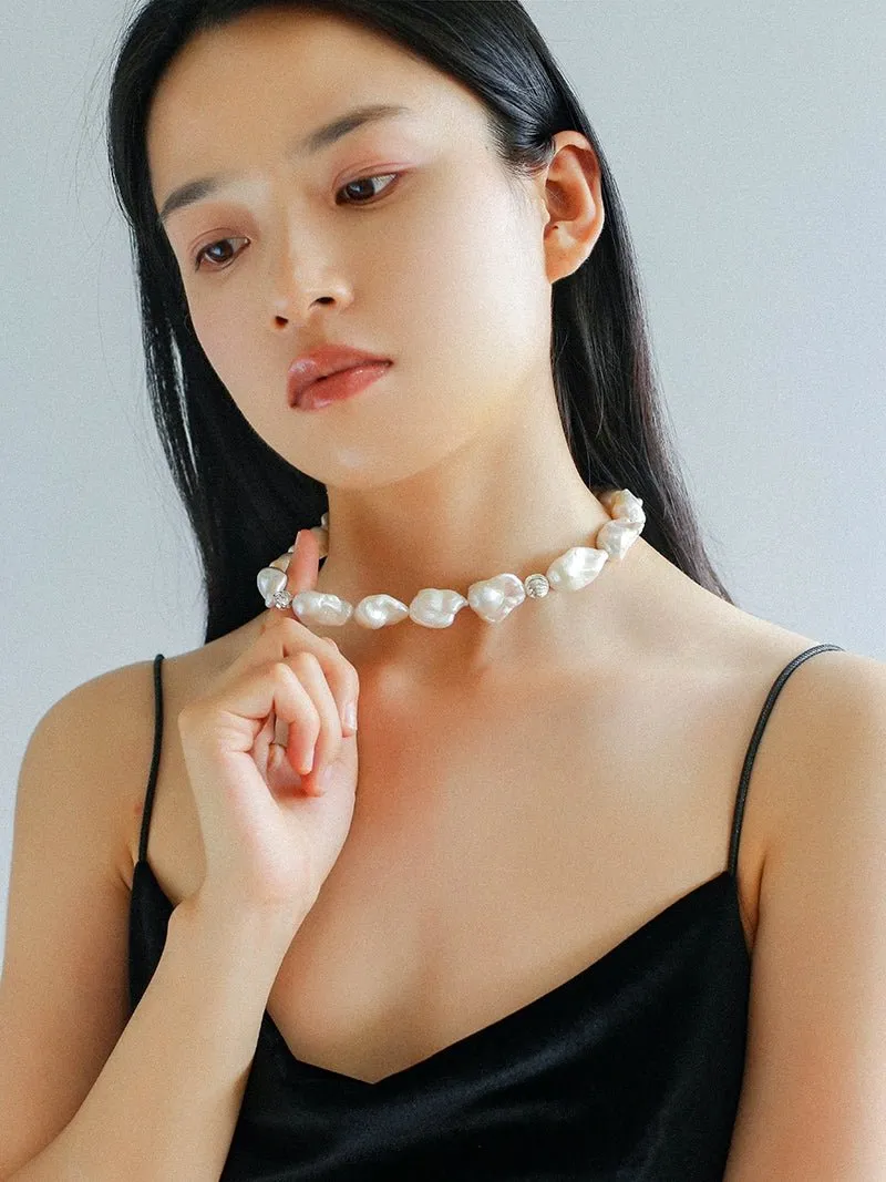 Elegant Baroque Pearl Classic  Choker Necklace