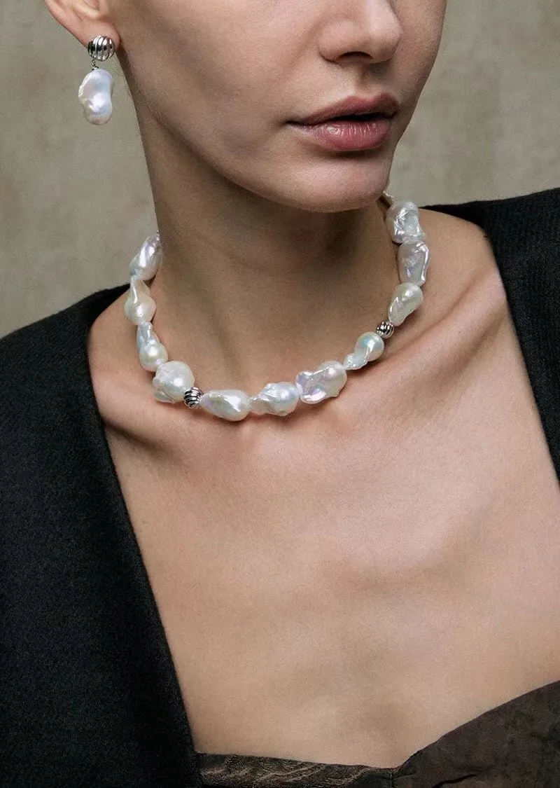 Elegant Baroque Pearl Classic  Choker Necklace