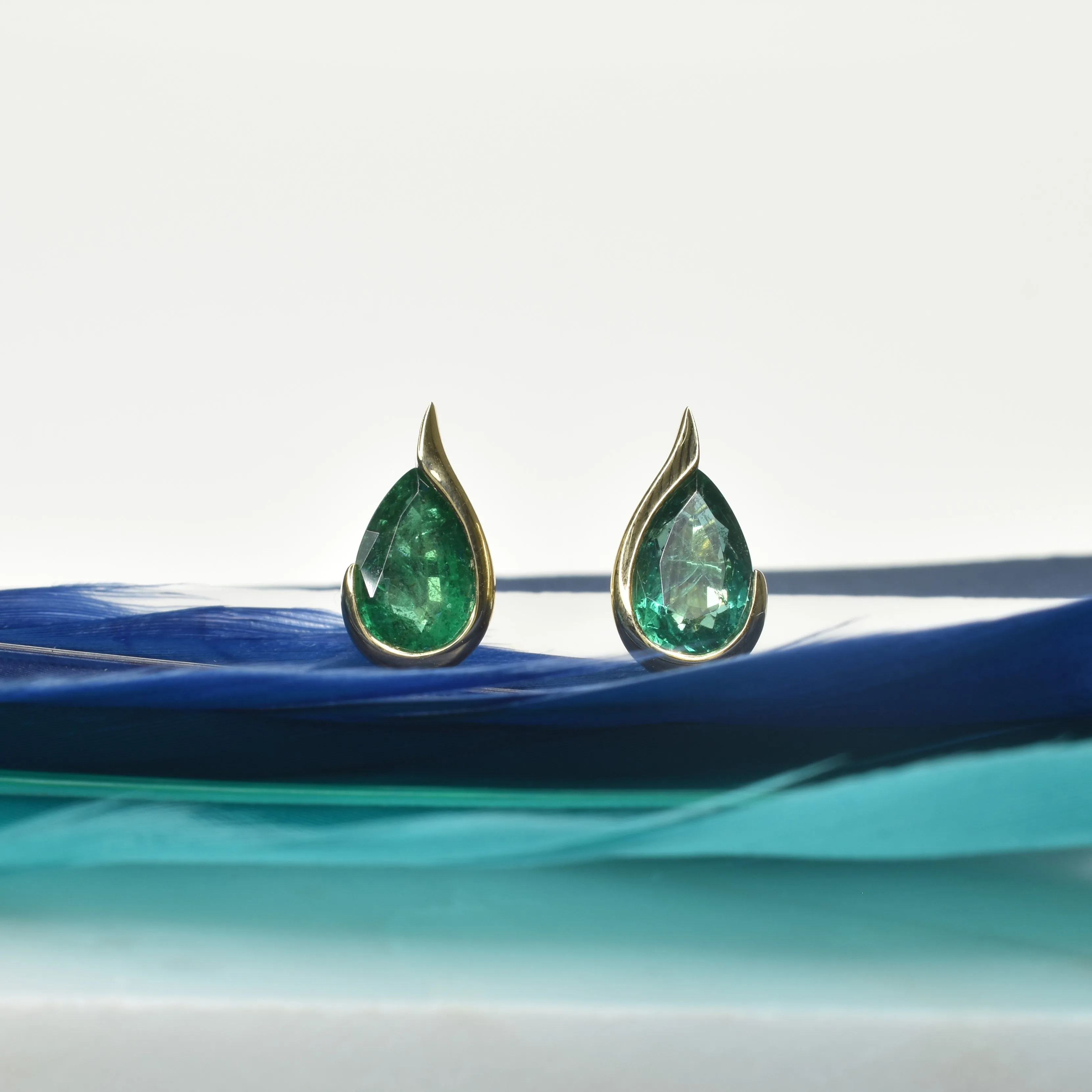Emerald Pear Stud Earrings