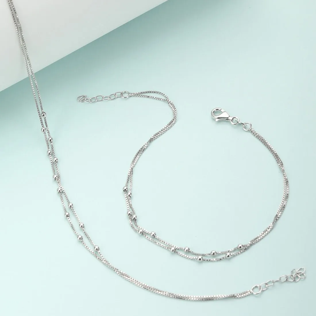 Ethereal Beaded Silver 925 Sterling Silver Anklets