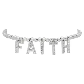 FAITH STRETCH BRACELET, SILVER
