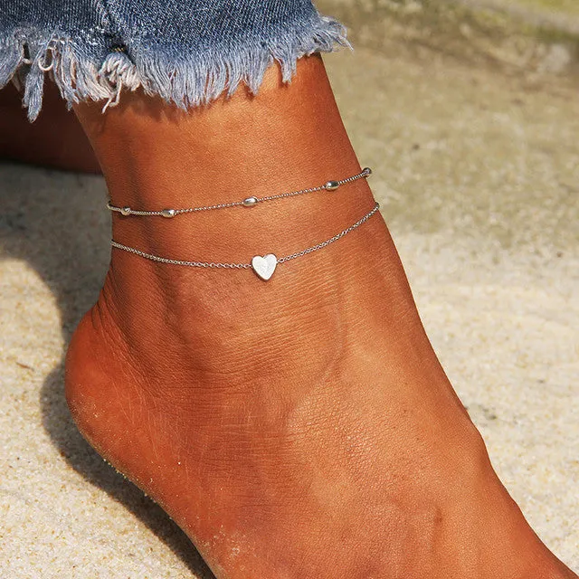 Fashion Big Lock Chain Anklets For Women  Punk Silver Color Thick Chain Ankle
