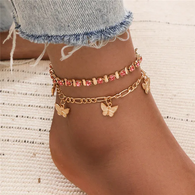 Fashion Big Lock Chain Anklets For Women  Punk Silver Color Thick Chain Ankle