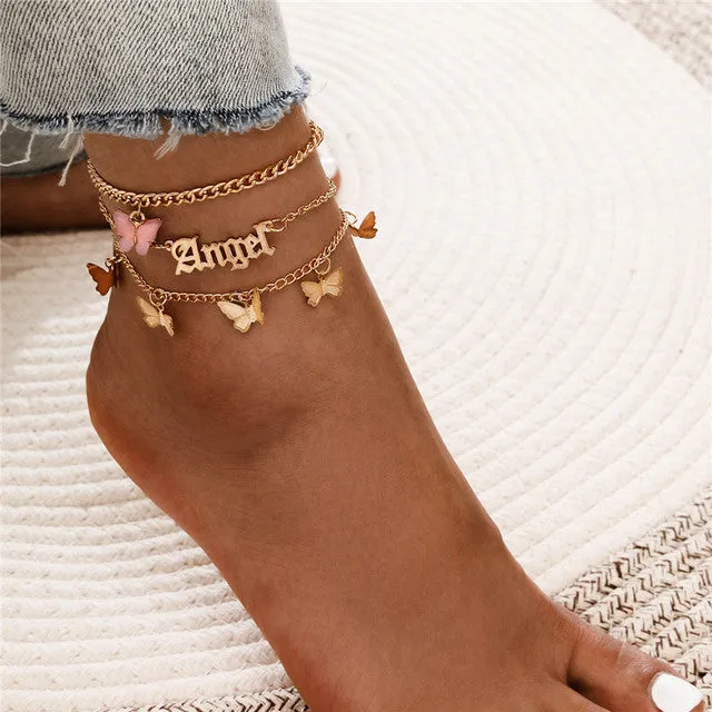 Fashion Big Lock Chain Anklets For Women  Punk Silver Color Thick Chain Ankle