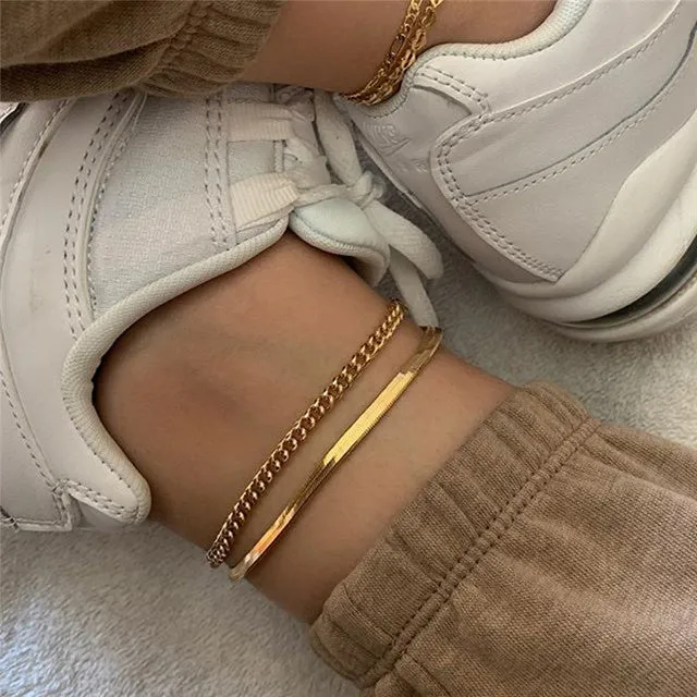 Fashion Big Lock Chain Anklets For Women  Punk Silver Color Thick Chain Ankle