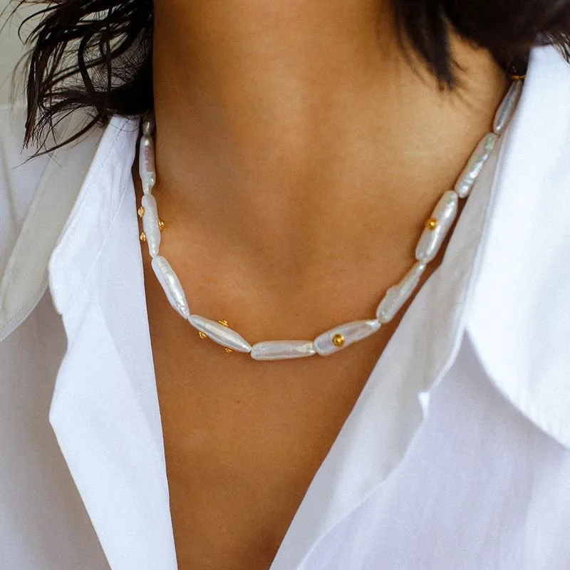 Freshwater Baroque Pearls Overlapping Clavicle Chain