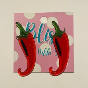 Glitter Chili Acrylic Statement Earrings