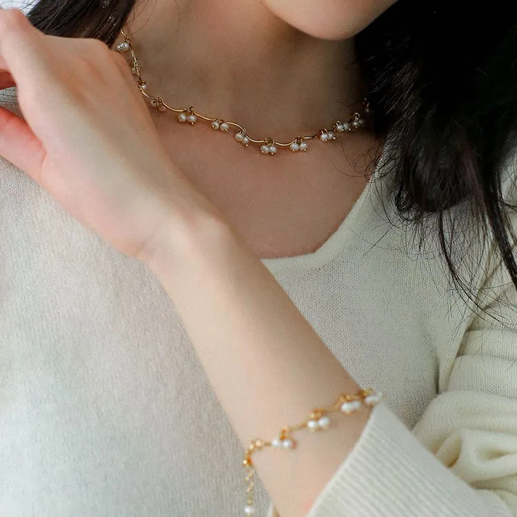 Gold Cherry Pearl Necklace