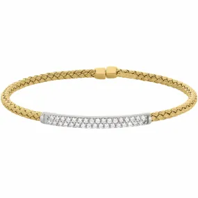 Gold Finish Sterling Silver Basketweave Cuff Bracelet - LL7045B-G/RH