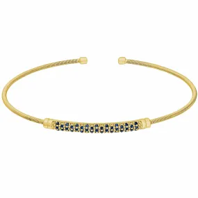 Gold Finish Sterling Silver Cable Birth Gems September Cuff Bracelet - LL7022B9-G