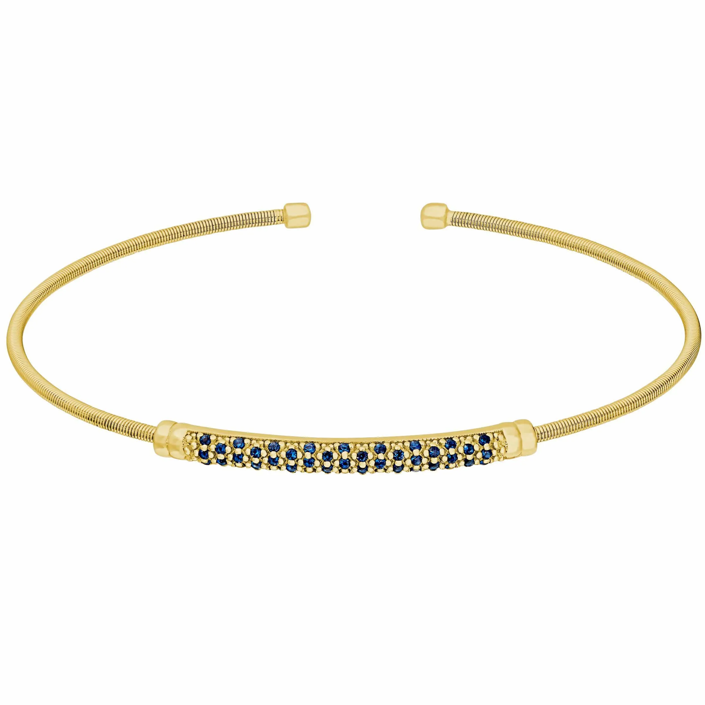 Gold Finish Sterling Silver Cable Birth Gems September Cuff Bracelet - LL7022B9-G