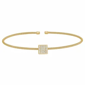 Gold Finish Sterling Silver Cable Cuff Square Bracelet - LL7081B-G