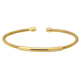 Gold Finish Sterling Silver Rounded Box Link Cuff Bracelet - LL7099B-G