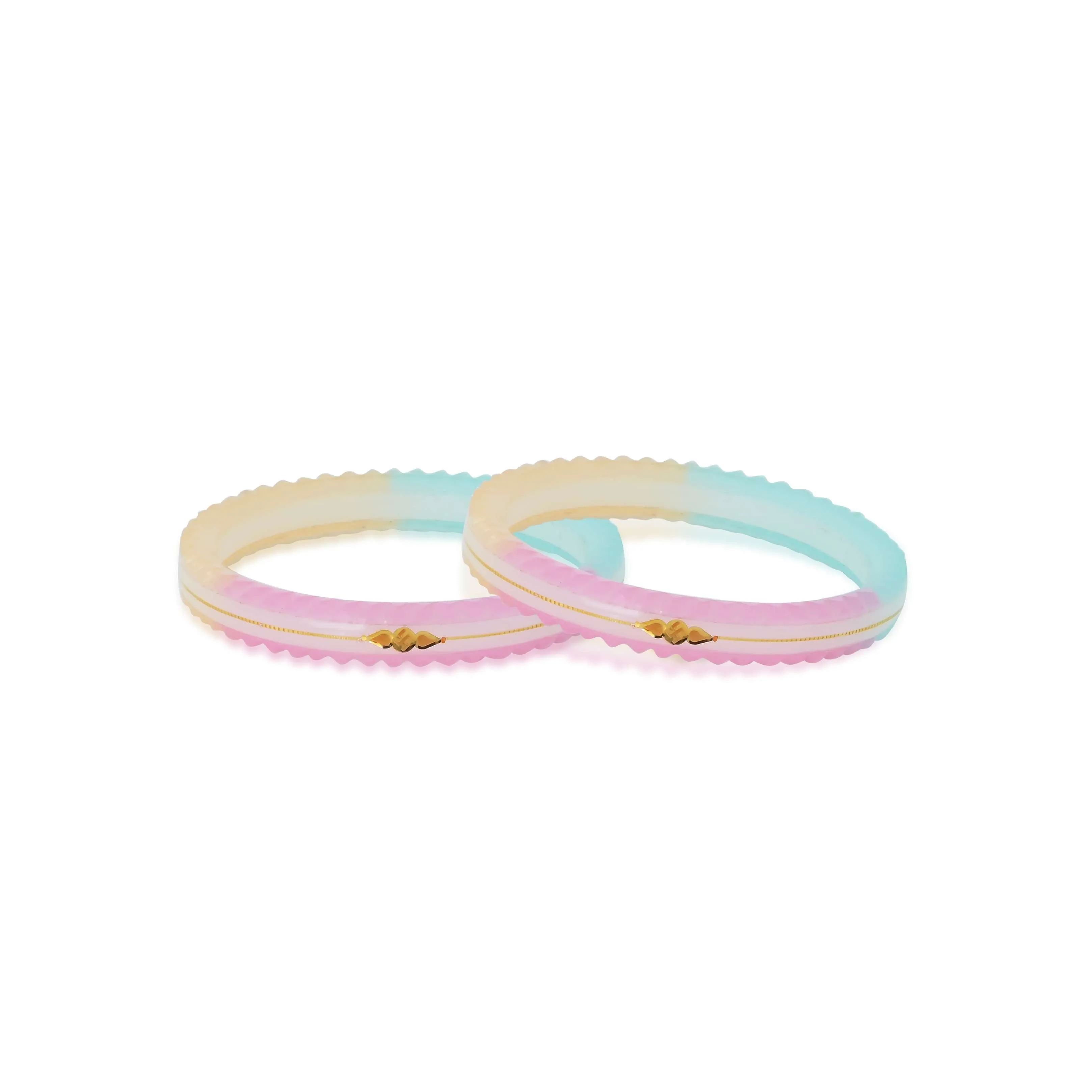 Gold Light Colorful Small Swastika Design Bangle