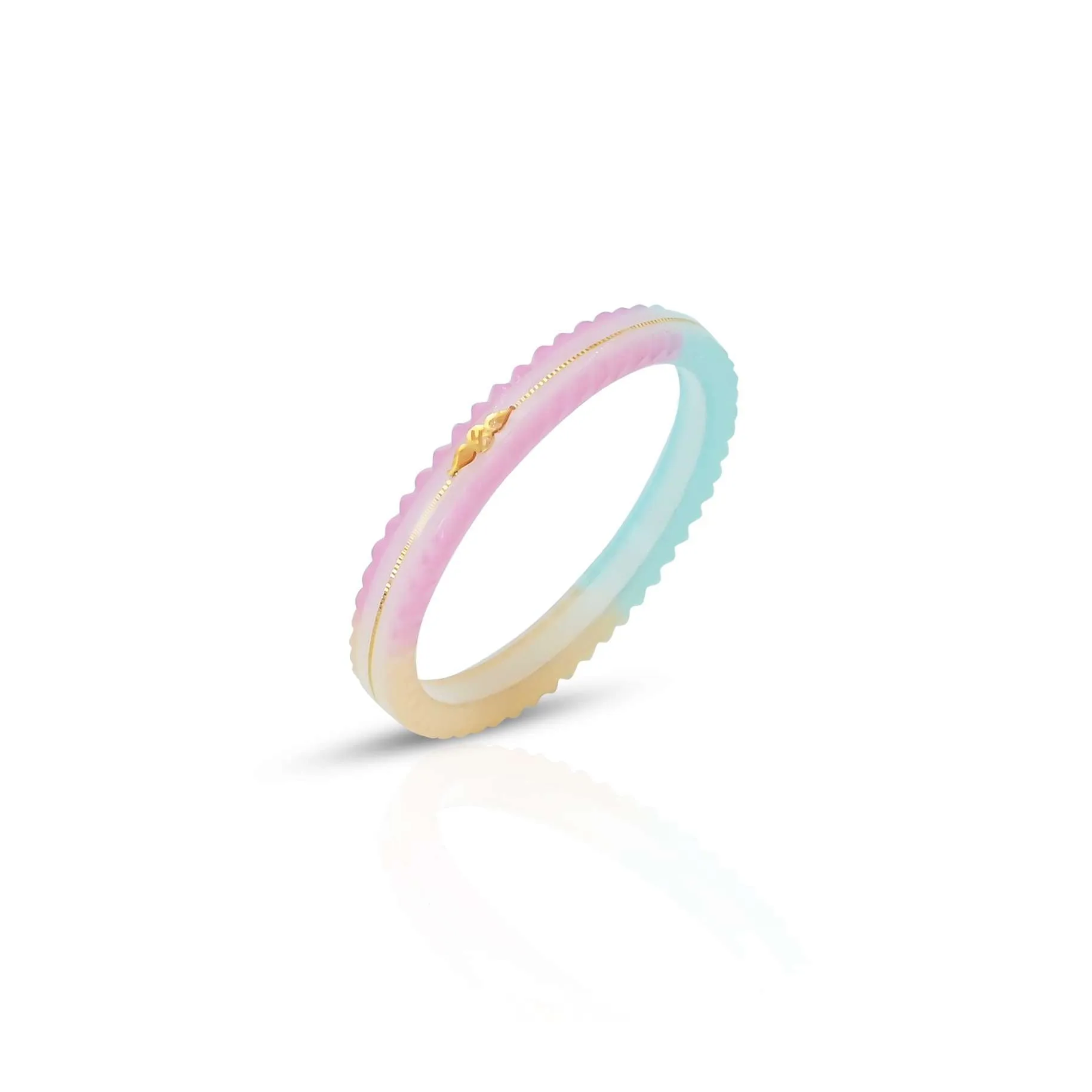 Gold Light Colorful Small Swastika Design Bangle