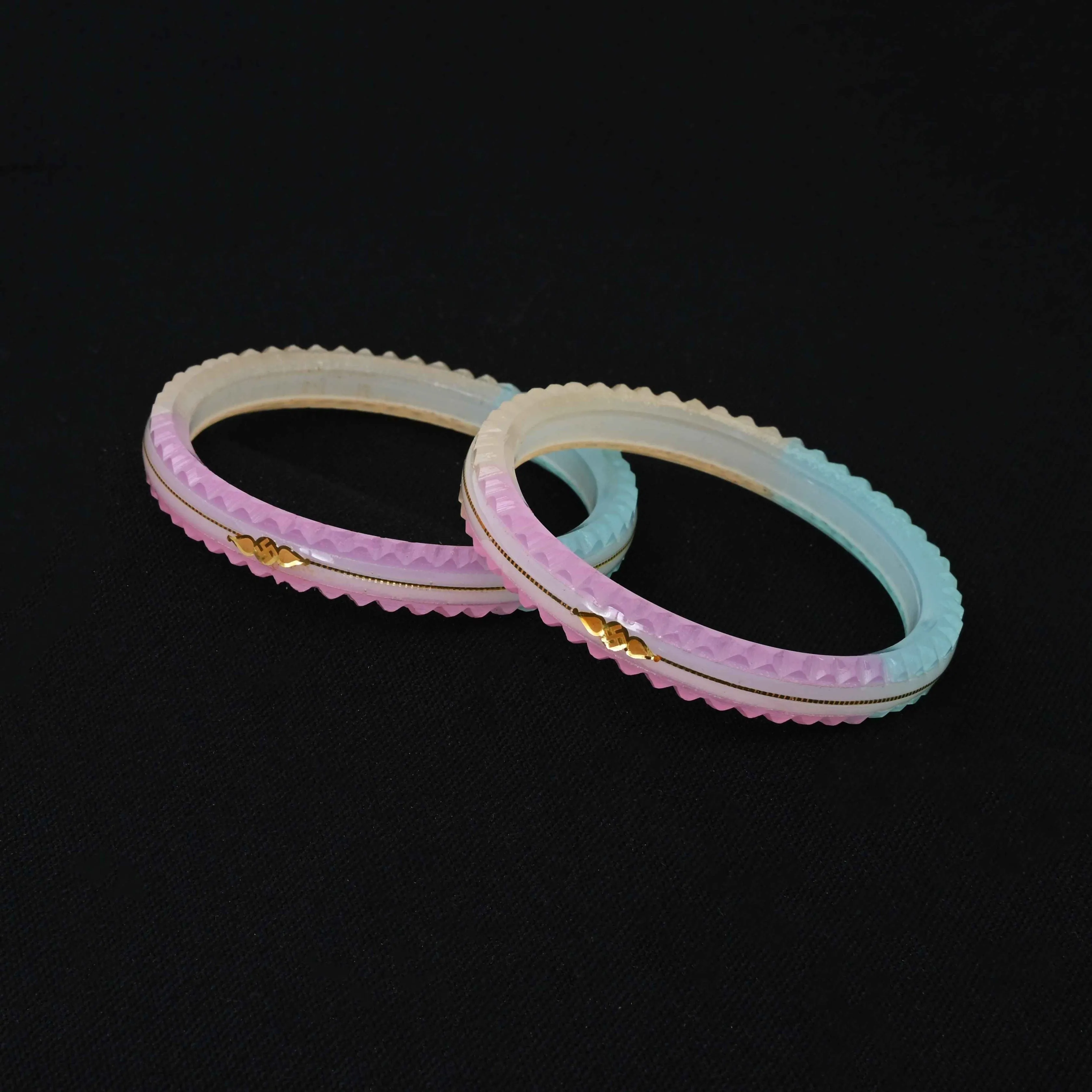 Gold Light Colorful Small Swastika Design Bangle