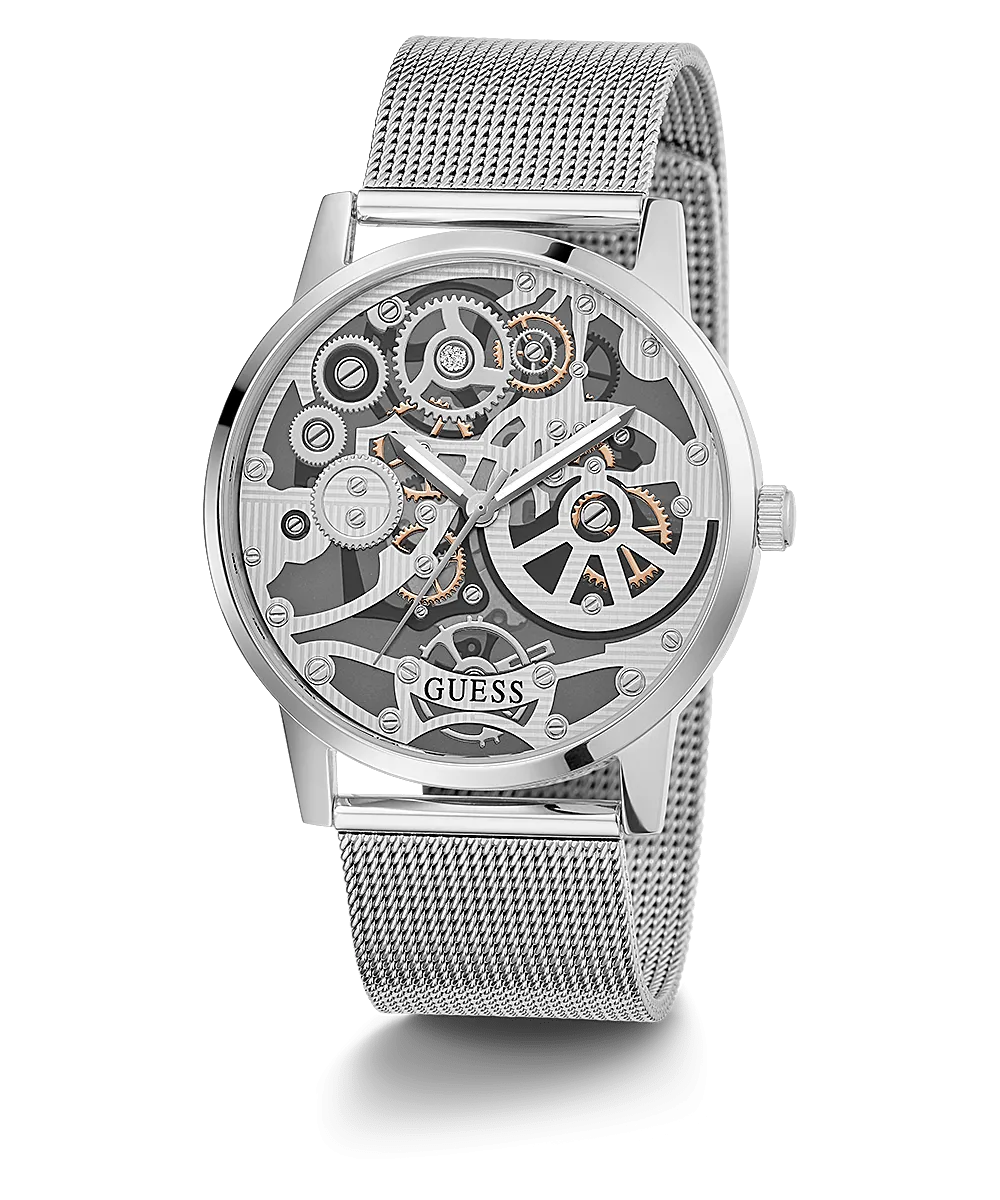 Guess Silver Tone Case Mesh Men's Watch GW0538G1