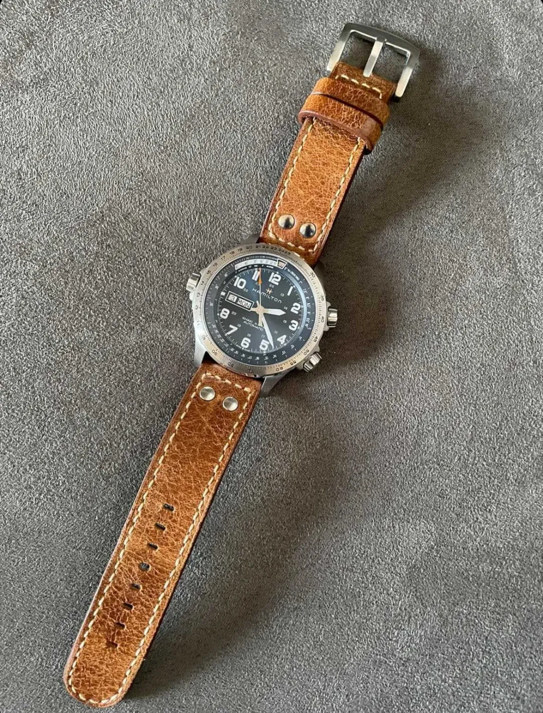 Handmade leather strap for hamilton