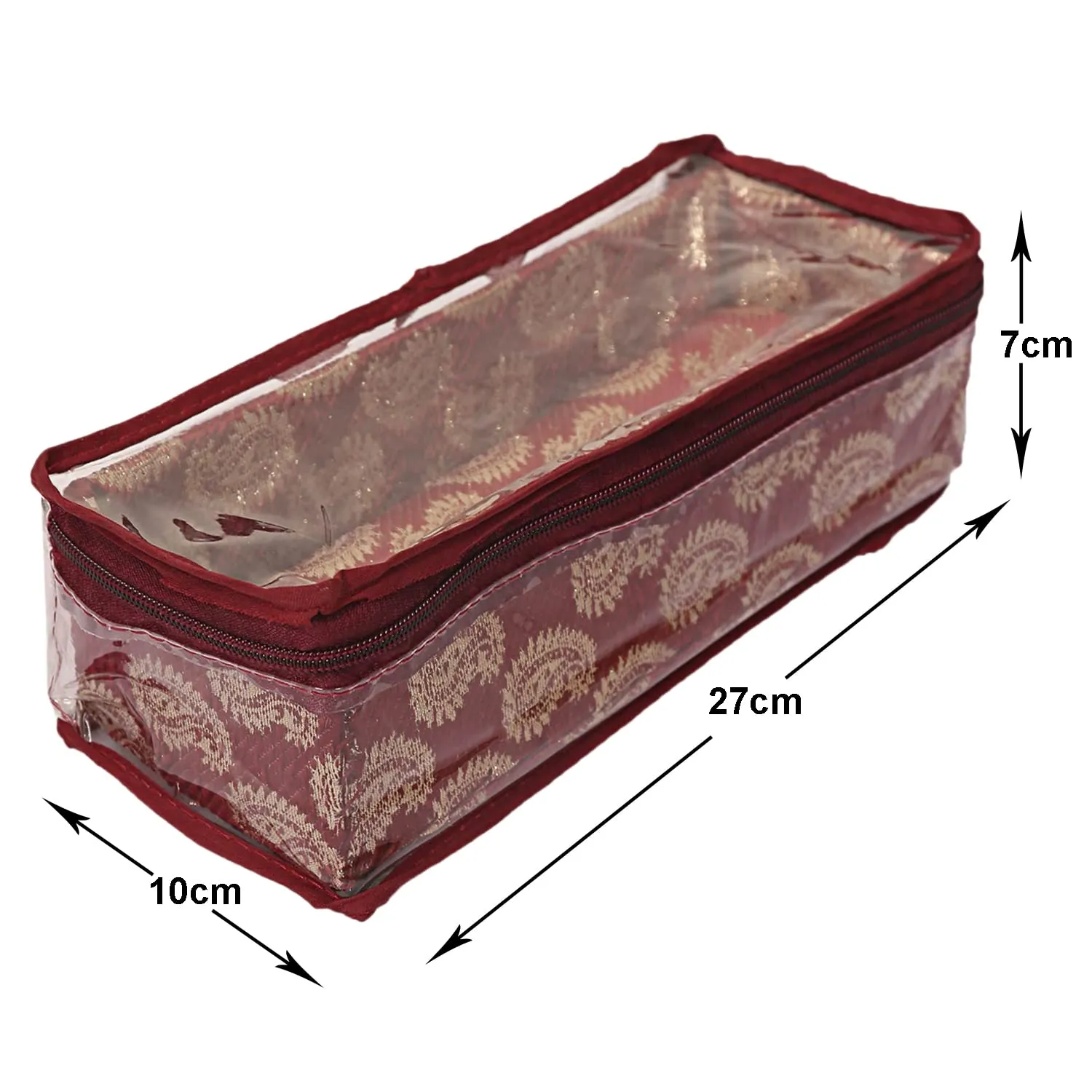 Heart Home Multipurpose Feather Design Laminated 1 Rod Bangle Box/Organizer/Case With Tranasparent Top - Pack of 2 (Maroon)-47HH0195