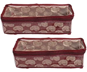 Heart Home Multipurpose Feather Design Laminated 1 Rod Bangle Box/Organizer/Case With Tranasparent Top - Pack of 2 (Maroon)-47HH0195
