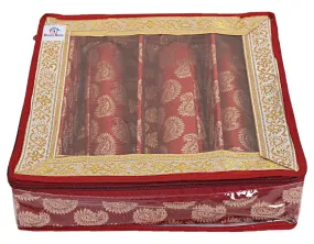 Heart Home Multipurpose Teardrop Pattern Laminated 3 Rod Bangle Box/Organizer/Case With Tranasparent Top (Red)-47HH0489