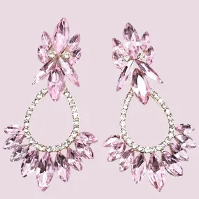 Jenni - Pink & Clear Rhinestone Statement Earrings