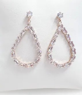 Jordyn - Baguette Rhinestone Teardrop Earrings