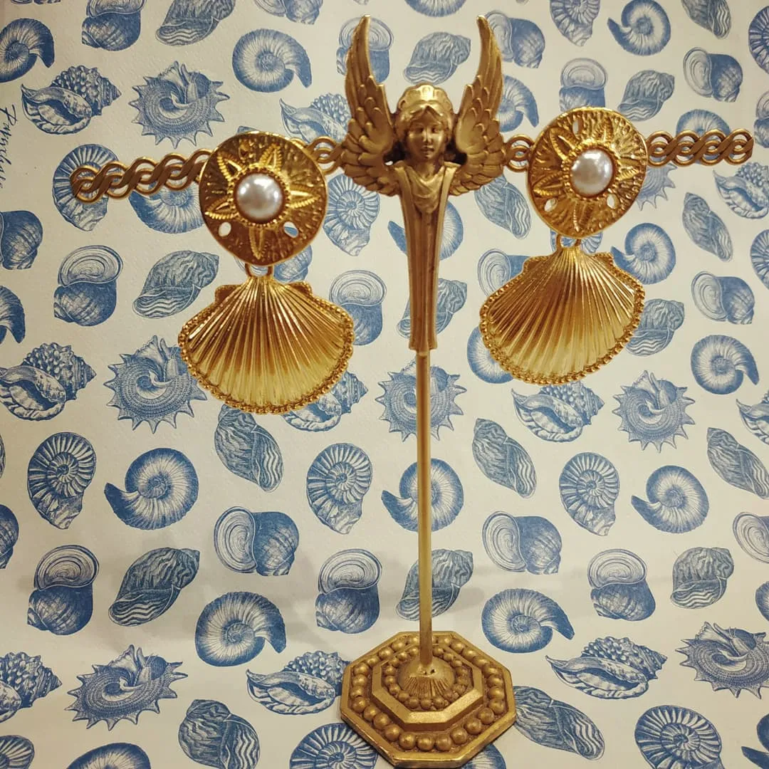 Kenneth Jay Lane Golden Shell Star of the Sea Clip on Earrings