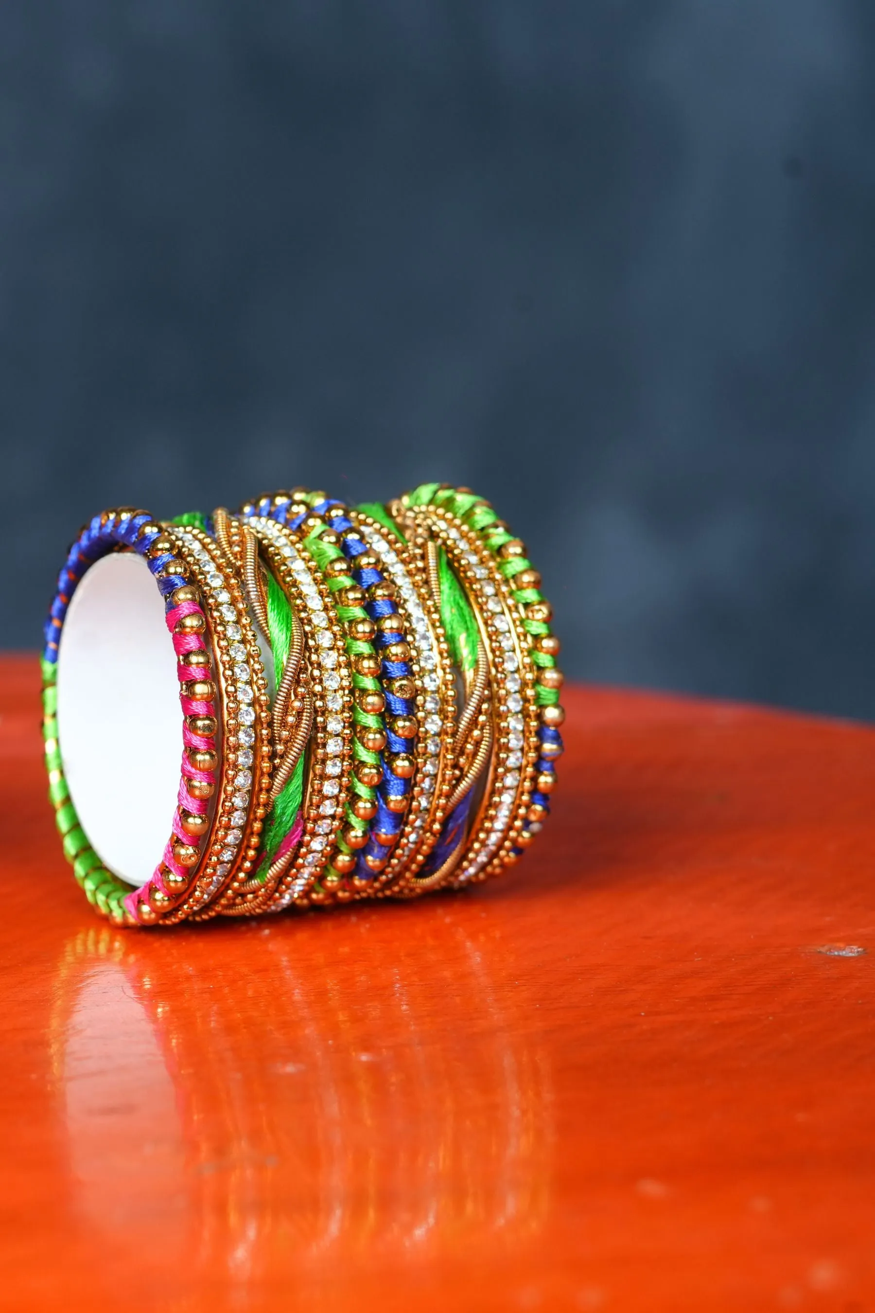 Kids' Silk Thread Bangles with Stone & Bead Embellishments - JCSFashions