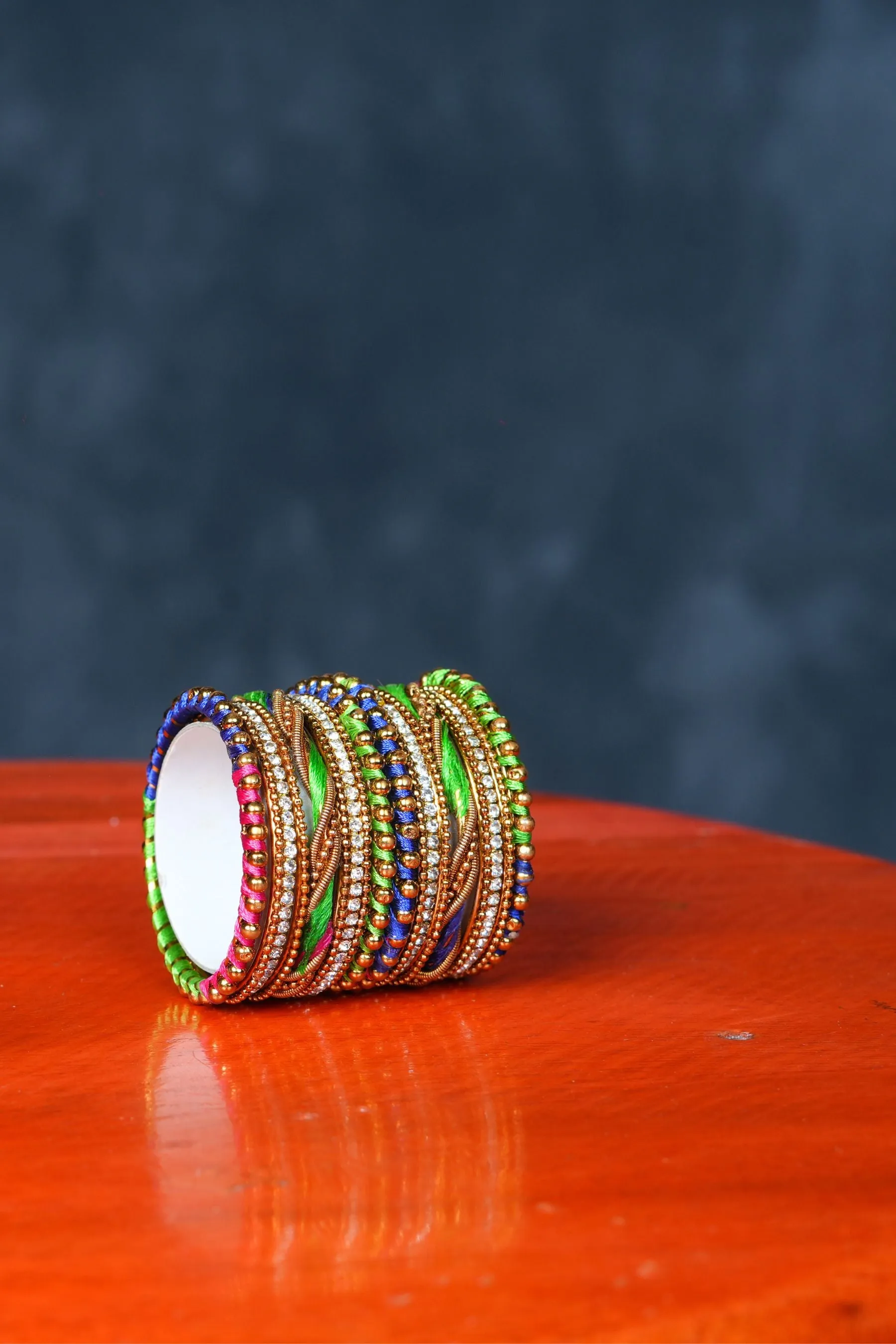Kids' Silk Thread Bangles with Stone & Bead Embellishments - JCSFashions