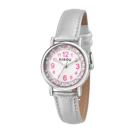 kikou kids mademoiselle 28mm  white dial silver strap watch