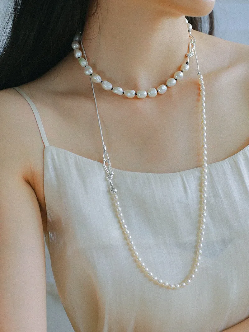 Knot Clasp Pearl Short Necklace