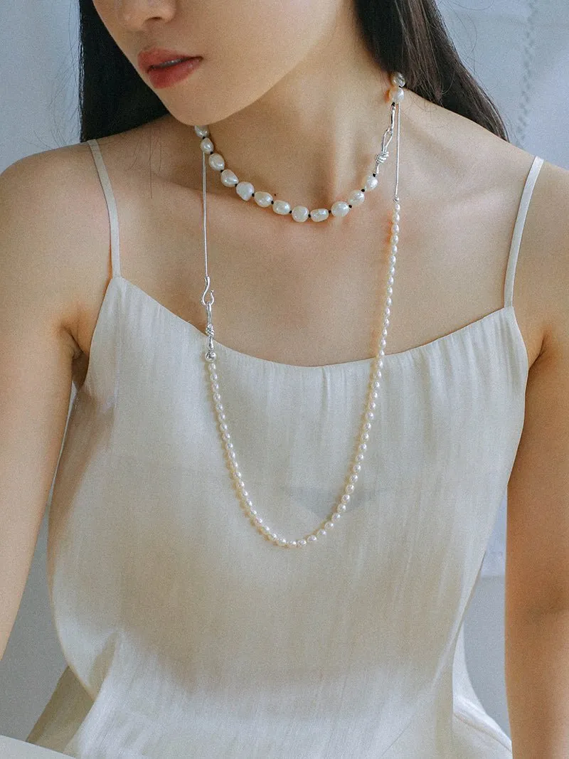 Knot Clasp Pearl Short Necklace