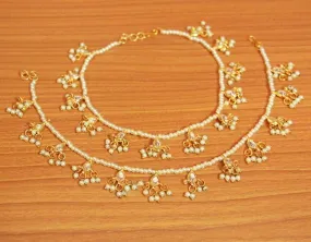 KUNDAN & PEARL GOLD PLATED ANKLETS