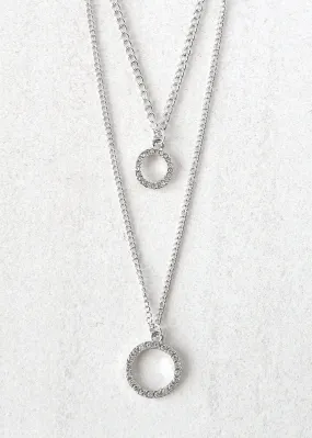 Layered Necklace with Circle Pendant