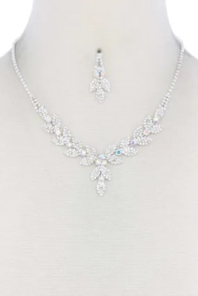 Leaf Shape Rhinestone Necklace