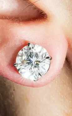 Liyana 7 Carats Solitaire Lab Grown Round Diamond Stud Earrings in 14K White Gold IGI