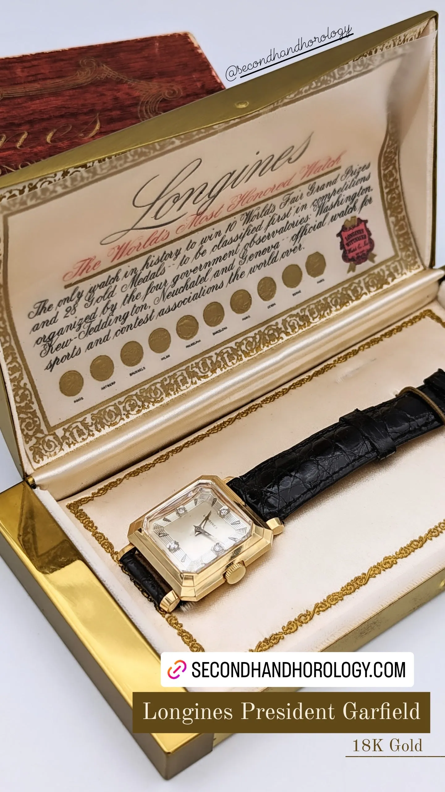 LONGINES President Garfield Watch Diamond Dial 14K GOLD Cal. 23Z Wristwatch