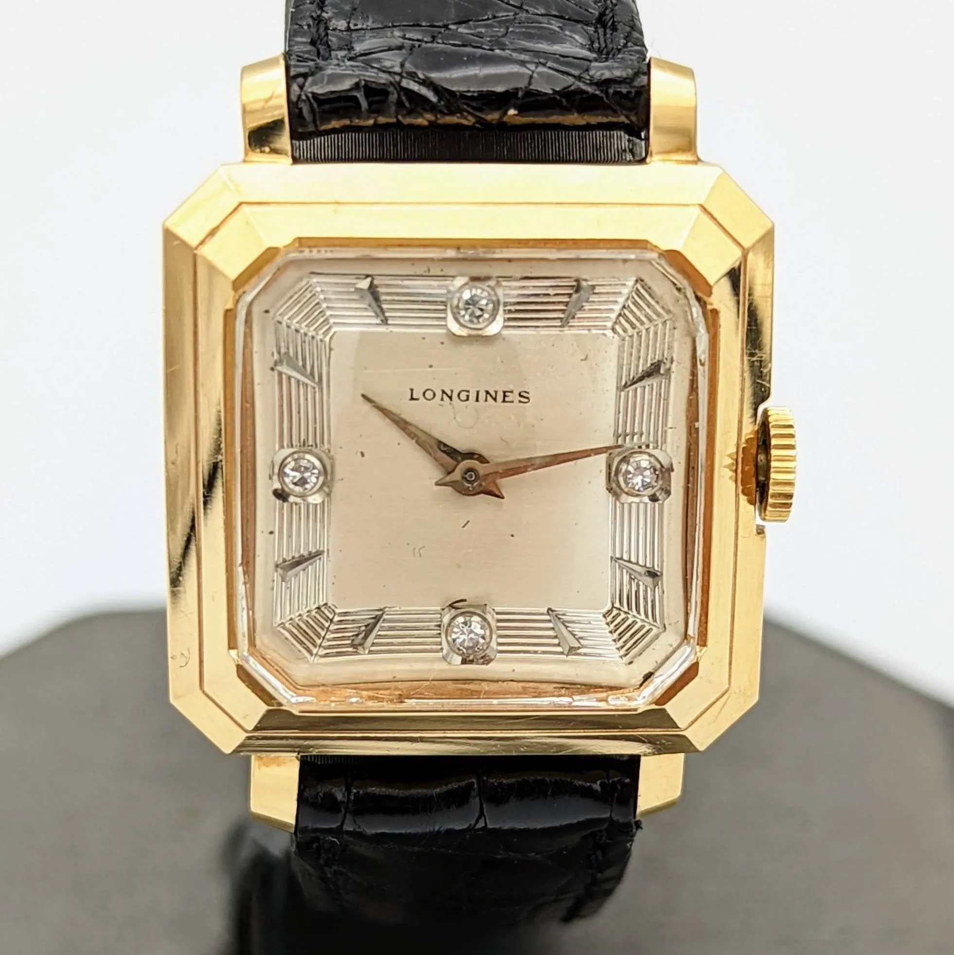 LONGINES President Garfield Watch Diamond Dial 14K GOLD Cal. 23Z Wristwatch