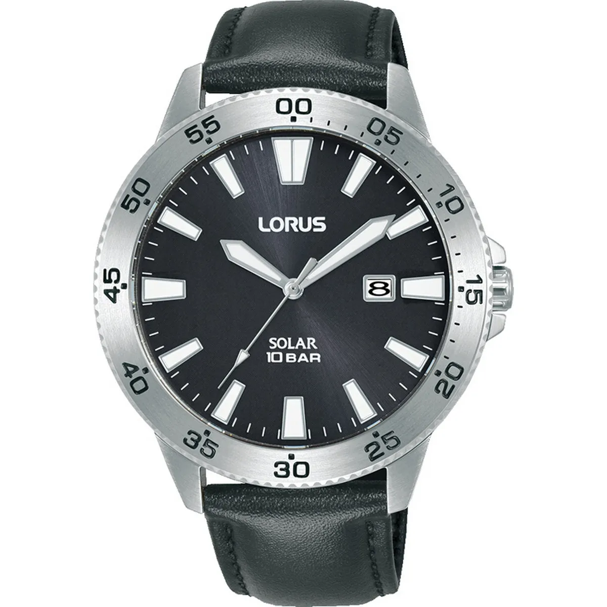 lorus solar gents black stainless steel strap watch
