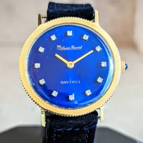 LUCIEN PICCARD Davinci Watch Blue Dial 14K GOLD Mechanical Wristwatch