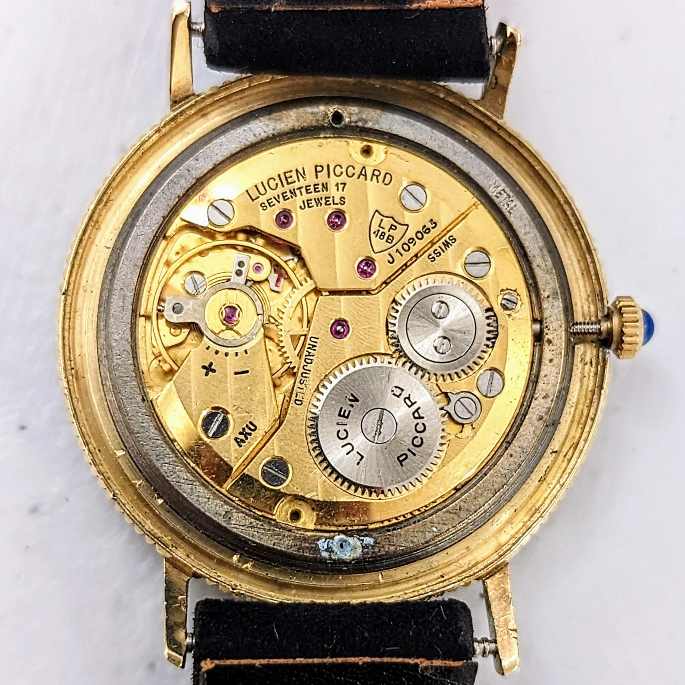 LUCIEN PICCARD Davinci Watch Blue Dial 14K GOLD Mechanical Wristwatch