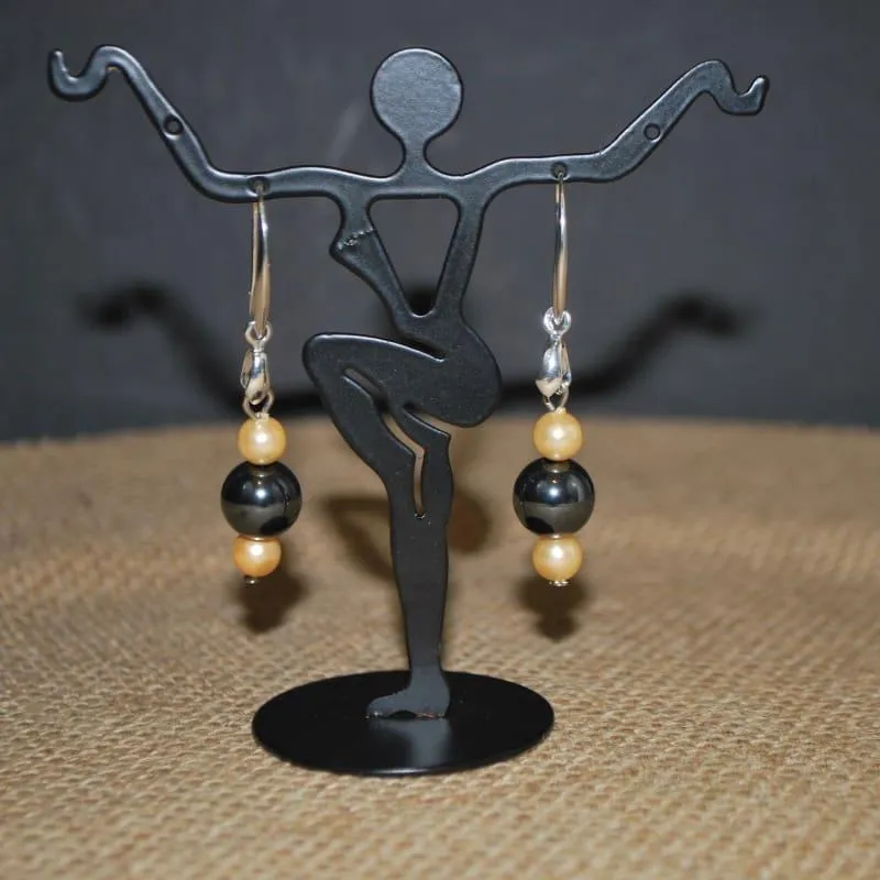 Magnetic Hematite Shell Silver Sterling Drop Earrings